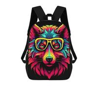 sinyumoney Sac À Dos Imprimé En 3D Neon Wolf Portrait-4 Sacs D'école Pour Enfants, Sacs À Dos Grande Capacité Pour Les Voyages, Sacs À Livres Tendance, Sac À Dos Garçon Fille 17inch