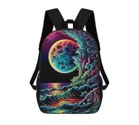 sinyumoney Sac À Dos Imprimé En 3D Ocean Wave Sacs D'école Pour Enfants, Sacs À Livres, Sac À Dos De Voyage Léger, Sac D'école Pour Garçons Et Filles, Élèves Du Collège 17inch