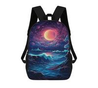 sinyumoney Sac À Dos Imprimé En 3D Ocean Waves Under Moonlight Sacs D'école Pour Enfants, Sacs À Livres, Sac À Dos De Voyage Léger, Sac D'école Pour Garçons Et Filles, Élèves Du Collège 17inch