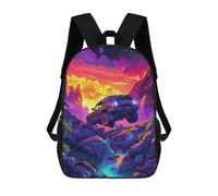 sinyumoney Sac À Dos Imprimé En 3D Off-Road Adventure in Neon Colors Sacs D'école Pour Enfants, Sacs À Livres, Sac À Dos De Voyage Léger, Sac D'école Pour Garçons Et Filles, Élèves Du Collège 17inch