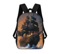 sinyumoney Sac À Dos Imprimé En 3D Pirate Ship Sacs D'école Pour Enfants, Sacs À Livres, Sac À Dos De Voyage Léger, Sac D'école Pour Garçons Et Filles, Élèves Du Collège 17inch