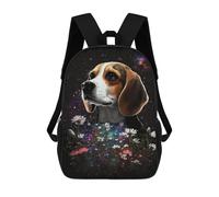 sinyumoney Sac À Dos Imprimé En 3D Pour Enfants 17inch Beagle in Space Flowers Sac De Voyage Léger Et Tendance Pour L'école Et Les Voyages Des Écoliers