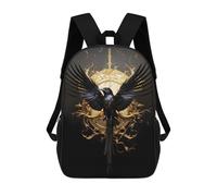 sinyumoney Sac À Dos Imprimé En 3D Pour Enfants 17inch Black And Gold Crow 01 Sac De Voyage Léger Et Tendance Pour L'école Et Les Voyages Des Écoliers