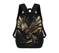 sinyumoney Sac À Dos Imprimé En 3D Pour Enfants 17inch Black Gold Phoenix Sac De Voyage Léger Et Tendance Pour L'école Et Les Voyages Des Écoliers