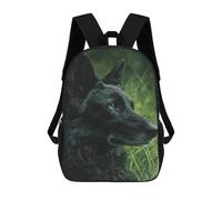 sinyumoney Sac À Dos Imprimé En 3D Pour Enfants 17inch Black Wolf Portrait Art Print Sac De Voyage Léger Et Tendance Pour L'école Et Les Voyages Des Écoliers