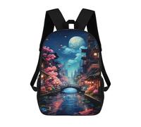 sinyumoney Sac À Dos Imprimé En 3D Pour Enfants 17inch Cherry Blossom Night Canal Sac De Voyage Léger Et Tendance Pour L'école Et Les Voyages Des Écoliers