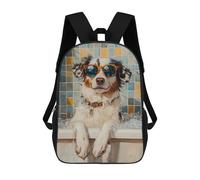 sinyumoney Sac À Dos Imprimé En 3D Pour Enfants 17inch Chill Dog in Sunglasses Bathtub Sac De Voyage Léger Et Tendance Pour L'école Et Les Voyages Des Écoliers