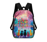 sinyumoney Sac À Dos Imprimé En 3D Pour Enfants 17inch Colorful Cats by Lake Sac De Voyage Léger Et Tendance Pour L'école Et Les Voyages Des Écoliers