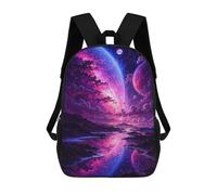 sinyumoney Sac À Dos Imprimé En 3D Pour Enfants 17inch Cosmic Landscape with Planets And Reflection Sac De Voyage Léger Et Tendance Pour L'école Et Les Voyages Des Écoliers