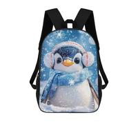 sinyumoney Sac À Dos Imprimé En 3D Pour Enfants 17inch Cute Penguin Earmuffs Snowfall Sac De Voyage Léger Et Tendance Pour L'école Et Les Voyages Des Écoliers