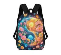 sinyumoney Sac À Dos Imprimé En 3D Pour Enfants 17inch Floral Yin Yang Harmony Sac De Voyage Léger Et Tendance Pour L'école Et Les Voyages Des Écoliers