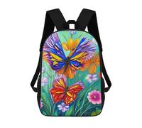 sinyumoney Sac À Dos Imprimé En 3D Pour Enfants 17inch Flowers And Butterflies Sac De Voyage Léger Et Tendance Pour L'école Et Les Voyages Des Écoliers