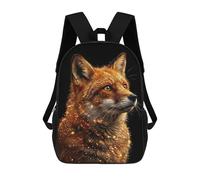 sinyumoney Sac À Dos Imprimé En 3D Pour Enfants 17inch Fox Portrait with Golden Sparkles Sac De Voyage Léger Et Tendance Pour L'école Et Les Voyages Des Écoliers