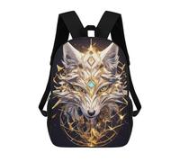 sinyumoney Sac À Dos Imprimé En 3D Pour Enfants 17inch Golden Wolf with Turquoise Gem Sac De Voyage Léger Et Tendance Pour L'école Et Les Voyages Des Écoliers