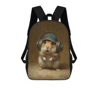 sinyumoney Sac À Dos Imprimé En 3D Pour Enfants 17inch Hamster with Headphones Sac De Voyage Léger Et Tendance Pour L'école Et Les Voyages Des Écoliers