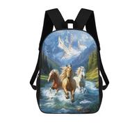 sinyumoney Sac À Dos Imprimé En 3D Pour Enfants 17inch Horses Running in Mountain Stream Sac De Voyage Léger Et Tendance Pour L'école Et Les Voyages Des Écoliers