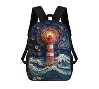 sinyumoney Sac À Dos Imprimé En 3D Pour Enfants 17inch Lighthouse in The Storm Sac De Voyage Léger Et Tendance Pour L'école Et Les Voyages Des Écoliers