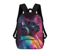 sinyumoney Sac À Dos Imprimé En 3D Pour Enfants 17inch Neon Cat with Headphones Sac De Voyage Léger Et Tendance Pour L'école Et Les Voyages Des Écoliers