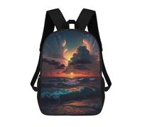 sinyumoney Sac À Dos Imprimé En 3D Pour Enfants 17inch Ocean Sunset Waves-2 Sac De Voyage Léger Et Tendance Pour L'école Et Les Voyages Des Écoliers