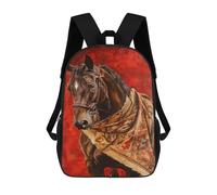 sinyumoney Sac À Dos Imprimé En 3D Pour Enfants 17inch Painted Horse with Red Background Sac De Voyage Léger Et Tendance Pour L'école Et Les Voyages Des Écoliers