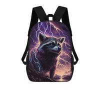 sinyumoney Sac À Dos Imprimé En 3D Pour Enfants 17inch Raccoon Lightning Storm Sac De Voyage Léger Et Tendance Pour L'école Et Les Voyages Des Écoliers