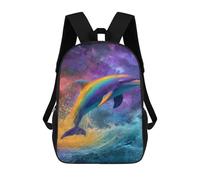 sinyumoney Sac À Dos Imprimé En 3D Pour Enfants 17inch Rainbow Dolphin Ocean Wave Art Print Sac De Voyage Léger Et Tendance Pour L'école Et Les Voyages Des Écoliers