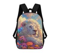 sinyumoney Sac À Dos Imprimé En 3D Pour Enfants 17inch Rainbow Lion in Flowers Sac De Voyage Léger Et Tendance Pour L'école Et Les Voyages Des Écoliers