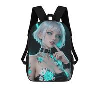 sinyumoney Sac À Dos Imprimé En 3D Pour Enfants 17inch Raven - Fierce Allure With Aqua Eyes And Silver Hair Sac De Voyage Léger Et Tendance Pour L'école Et Les Voyages Des Écoliers