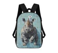 sinyumoney Sac À Dos Imprimé En 3D Pour Enfants 17inch Rhino with Toilet Paper Roll on Head Sac De Voyage Léger Et Tendance Pour L'école Et Les Voyages Des Écoliers