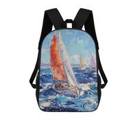 sinyumoney Sac À Dos Imprimé En 3D Pour Enfants 17inch Sailing Boat Painting Artwork Sac De Voyage Léger Et Tendance Pour L'école Et Les Voyages Des Écoliers