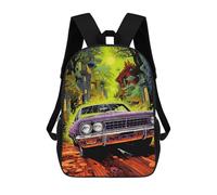 sinyumoney Sac À Dos Imprimé En 3D Pour Enfants 17inch Spooky Car in Haunted Forest Sac De Voyage Léger Et Tendance Pour L'école Et Les Voyages Des Écoliers