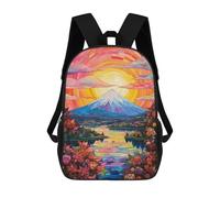 sinyumoney Sac À Dos Imprimé En 3D Pour Enfants 17inch Stained Glass Mountain Sunset Sac De Voyage Léger Et Tendance Pour L'école Et Les Voyages Des Écoliers