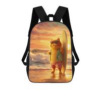 sinyumoney Sac À Dos Imprimé En 3D Pour Enfants 17inch Surfing Cat Sunset Beach Sac De Voyage Léger Et Tendance Pour L'école Et Les Voyages Des Écoliers
