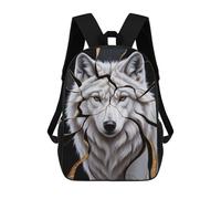 sinyumoney Sac À Dos Imprimé En 3D Pour Enfants 17inch White Wolf with Golden Cracks Sac De Voyage Léger Et Tendance Pour L'école Et Les Voyages Des Écoliers