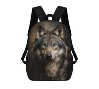 sinyumoney Sac À Dos Imprimé En 3D Pour Enfants 17inch Wolf Portrait with Piercing Blue Eyes Sac De Voyage Léger Et Tendance Pour L'école Et Les Voyages Des Écoliers