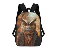 sinyumoney Sac À Dos Imprimé En 3D Pour Enfants Autumnal Owl in Plaid Coat, Sac À Dos Tendance Pour L'école, Les Voyages Et Les Loisirs 17inch, Grand Sac À Dos De Jour Pour Garçons Et Filles