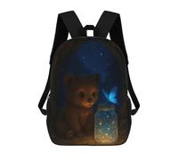 sinyumoney Sac À Dos Imprimé En 3D Pour Enfants Bear Cub And Magic Butterfly Sac À Dos Scolaire Grande Capacité Pour Les Voyages, Idéal Pour Les Garçons Du Primaire Et Du Collège 17inch