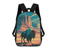sinyumoney Sac À Dos Imprimé En 3D Pour Enfants Bison in Monument Valley Illustration Sac D'école Léger Et Tendance Pour Les Voyages Et Les Études 17inch