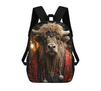 sinyumoney Sac À Dos Imprimé En 3D Pour Enfants Bisons Festive Knit Sac D'école Léger Et Tendance Pour Les Voyages Et Les Études 17inch