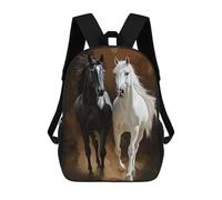 sinyumoney Sac À Dos Imprimé En 3D Pour Enfants Black And White Horses Sac À Dos Scolaire Grande Capacité Pour Les Voyages, Idéal Pour Les Garçons Du Primaire Et Du Collège 17inch