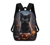 sinyumoney Sac À Dos Imprimé En 3D Pour Enfants Black Cat on Jack-o-Lantern Sac D'école Léger Et Tendance Pour Les Voyages Et Les Études 17inch