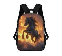 sinyumoney Sac À Dos Imprimé En 3D Pour Enfants Black Horse Fire Sunset Sac D'école Léger Et Tendance Pour Les Voyages Et Les Études 17inch