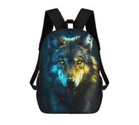 sinyumoney Sac À Dos Imprimé En 3D Pour Enfants Black Wolf in Neon Light Sac D'école Léger Et Tendance Pour Les Voyages Et Les Études 17inch