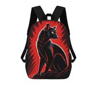 sinyumoney Sac À Dos Imprimé En 3D Pour Enfants Black Wolf with Red Background Sac À Dos Scolaire Grande Capacité Pour Les Voyages, Idéal Pour Les Garçons Du Primaire Et Du Collège 17inch