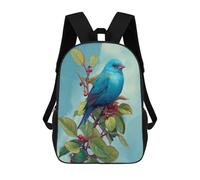 sinyumoney Sac À Dos Imprimé En 3D Pour Enfants Blue Bird with Berries on Branch, Sac À Dos Tendance Pour L'école, Les Voyages Et Les Loisirs 17inch, Grand Sac À Dos De Jour Pour Garçons Et Filles