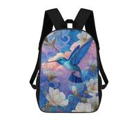 sinyumoney Sac À Dos Imprimé En 3D Pour Enfants Blue Hummingbird in Floral Fantasy, Sac À Dos Tendance Pour L'école, Les Voyages Et Les Loisirs 17inch, Grand Sac À Dos De Jour Pour Garçons Et Filles