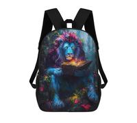 sinyumoney Sac À Dos Imprimé En 3D Pour Enfants Blue Lion Reading Sac À Dos Scolaire Grande Capacité Pour Les Voyages, Idéal Pour Les Garçons Du Primaire Et Du Collège 17inch