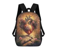 sinyumoney Sac À Dos Imprimé En 3D Pour Enfants Broken Heart with Flowers Sac D'école Léger Et Tendance Pour Les Voyages Et Les Études 17inch