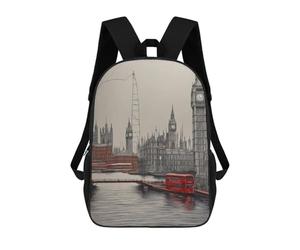 sinyumoney Sac À Dos Imprimé En 3D Pour Enfants Bus in London Sac D'école Léger Et Tendance Pour Les Voyages Et Les Études 17inch