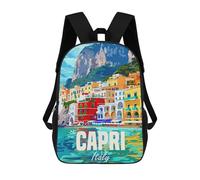 sinyumoney Sac À Dos Imprimé En 3D Pour Enfants Capri Island Italy Sac D'école Léger Et Tendance Pour Les Voyages Et Les Études 17inch